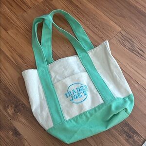 Trader Joe's Teal and White Tote Bag